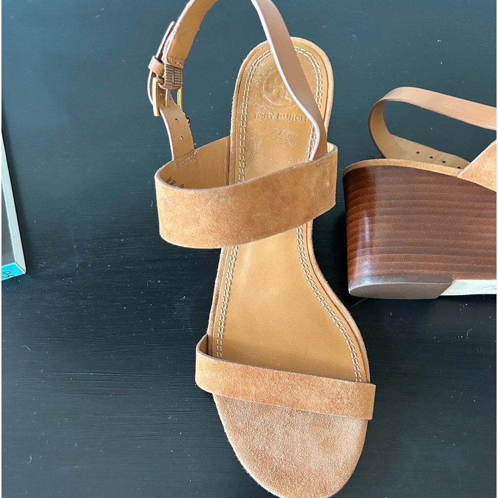 Tory Burch wedge sandals  Brown suede. 7.5